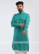 Rama Green And White Pathani suit